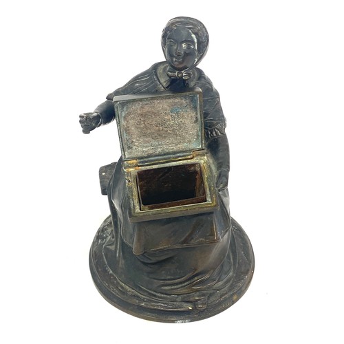 365 - Antique continental Bronze lady figure with lifting box, height approx 5 inches and a Vespasiano rip... 