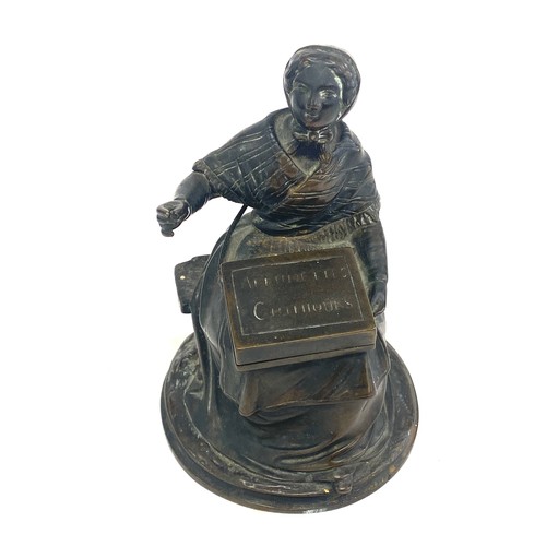 365 - Antique continental Bronze lady figure with lifting box, height approx 5 inches and a Vespasiano rip... 