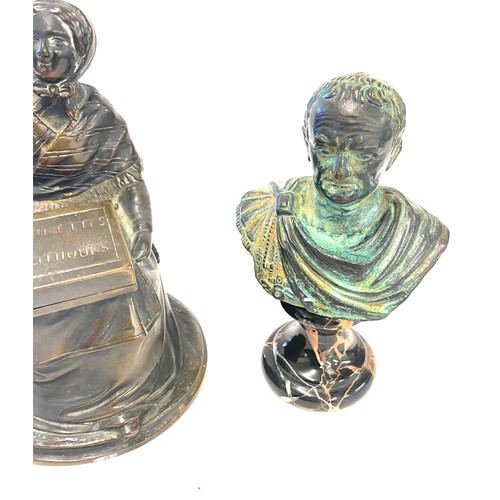 365 - Antique continental Bronze lady figure with lifting box, height approx 5 inches and a Vespasiano rip... 