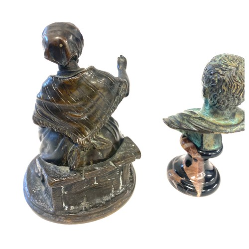 365 - Antique continental Bronze lady figure with lifting box, height approx 5 inches and a Vespasiano rip... 