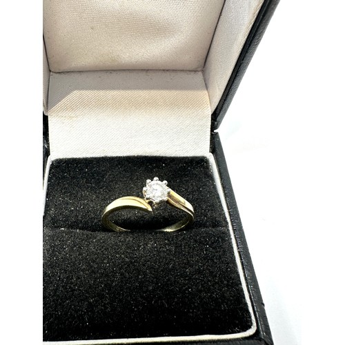 196 - 9ct gold diamond solitaire ring (1.6g)