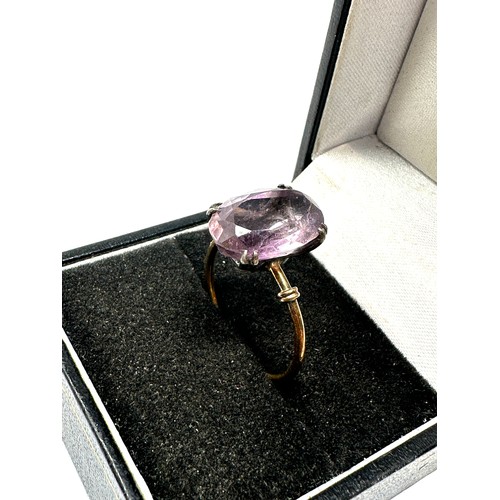 188 - 14ct gold oval cut amethyst  ring (3g)