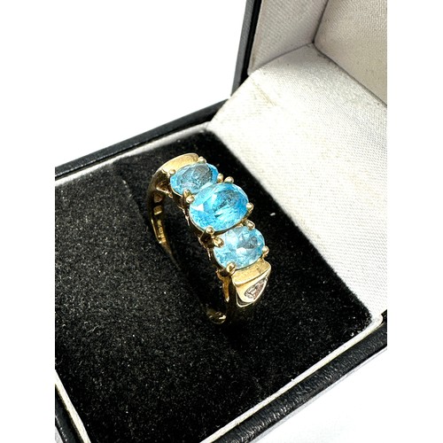 167 - 9ct gold topaz ring diamond accents (3.2g)