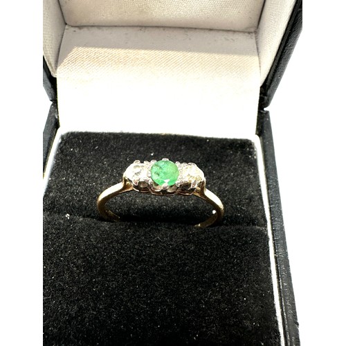 187 - 9ct gold diamond & emerald ring (2g)