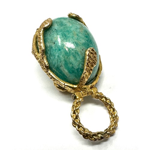 194 - 9ct gold amazonite egg pendant (9.2g)