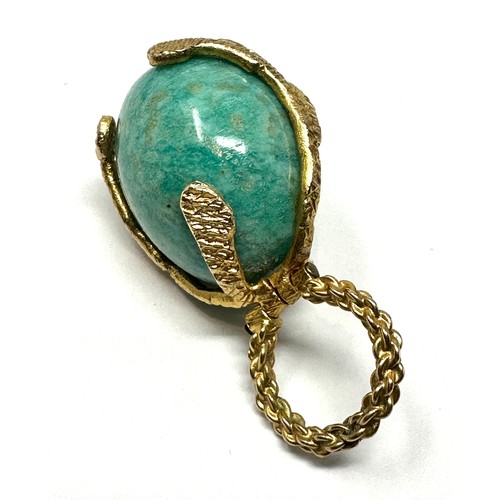 194 - 9ct gold amazonite egg pendant (9.2g)