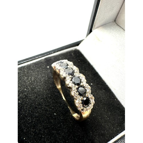 173 - 9ct gold diamond & black moissanite ring (2.4g)