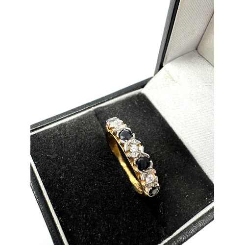 152 - 9ct gold diamond & sapphire seven stone ring (2.2g)