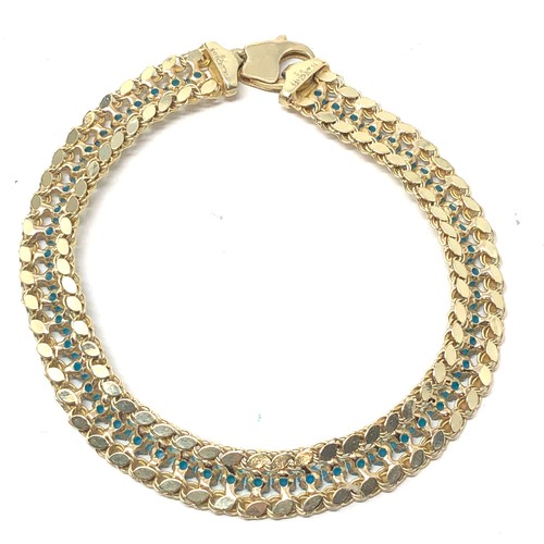 421 - 14ct gold  turquoise bracelet (10.1g)