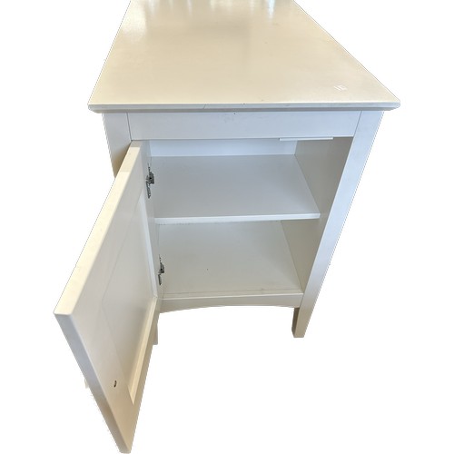 589 - White desk with cupboard measures approx 28 inches high by 35 with and 20 depth