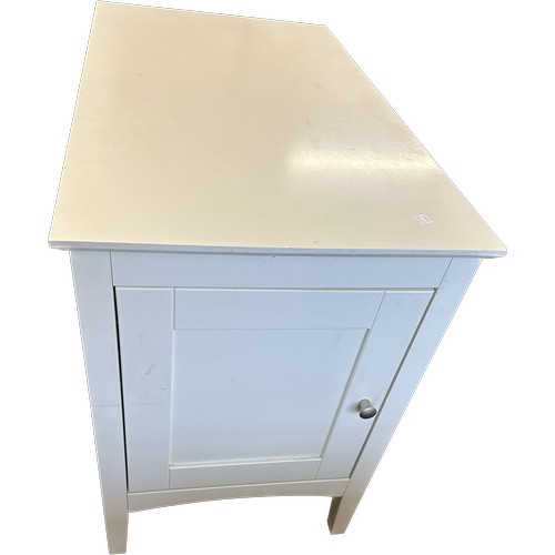 589 - White desk with cupboard measures approx 28 inches high by 35 with and 20 depth