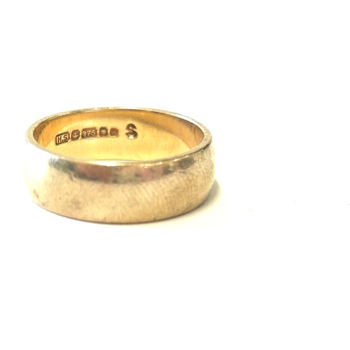 424 - Gents 9ct gold wedding band, makes mark H.S, total weight 6.6grams, ring size S