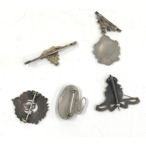 418 - 5 Sterling silver military sweet heart brooches