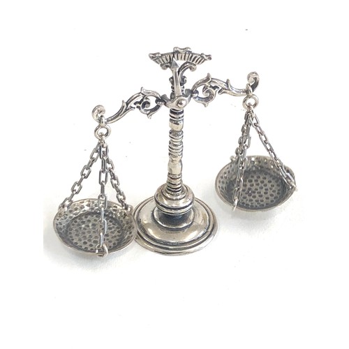 450 - Dutch silver miniature balance scales  dutch sword hallmark