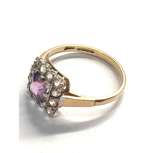 407 - 9ct Vintage Amethyst cluster ring weight 2.2g