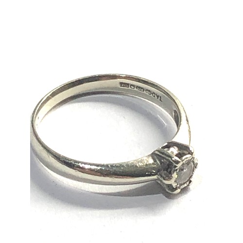 408 - 9ct White gold diamond solitaire ring weight 1.8g