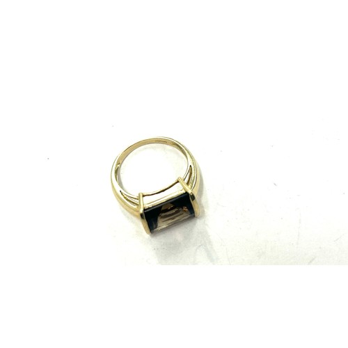 399 - Ladies 9ct gold smokey quartz dress ring, weight approximately 4.6 grams, ring size R