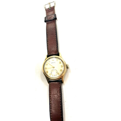 354 - Vintage Gents 9ct Hefix gents wristwatch, working order, no warranty given