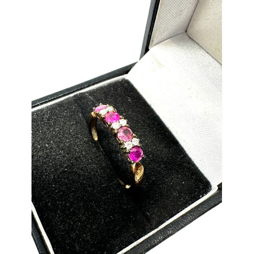 146 - 9ct gold diamond & ruby  ring (1.6g)