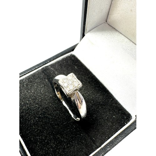 168 - 9ct white gold diamond square cluster ring (3g)