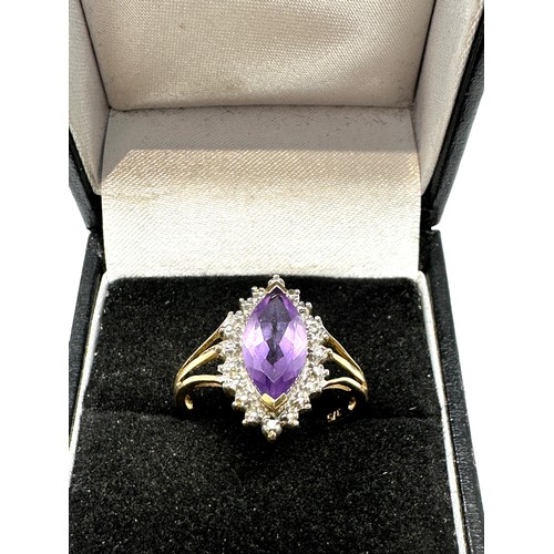 182 - 9ct gold diamond & amethyst  ring (2.5g)