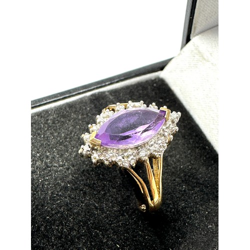 182 - 9ct gold diamond & amethyst  ring (2.5g)