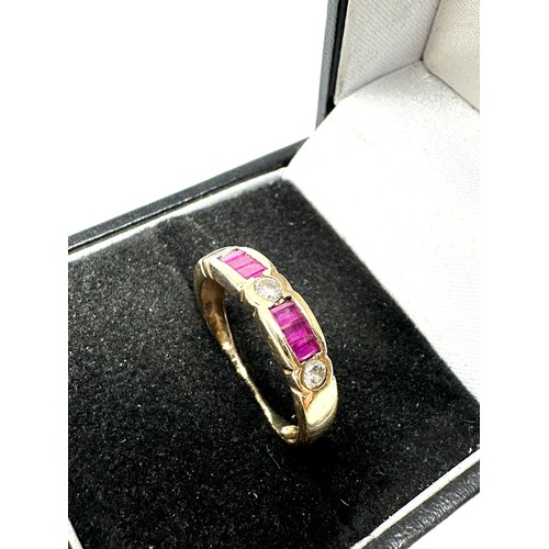 83 - 9ct  gold vintage diamond & ruby  ring (2g)