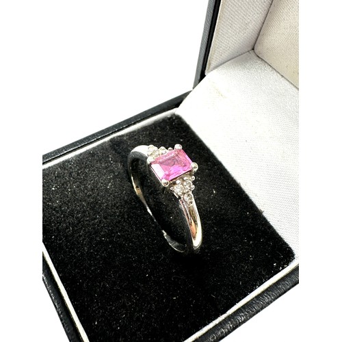 54 - 14ct white gold pink sapphire & diamond dress ring (3.2g)