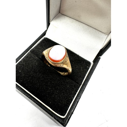 95 - 9ct yellow gold antique carnelian signet ring (1.7g)