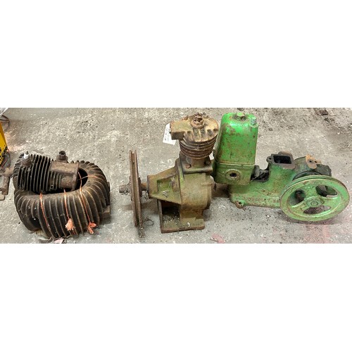 100K - Vintage Lister water pump, belt driven compressor, head of lister engine, all untested