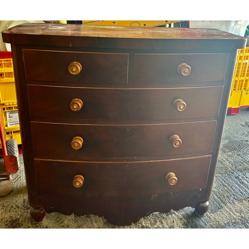 586 - 2 over 3 Victorian mahogany chest, approximate measurements: Height 45 inches, Width 47 inches, Dept... 