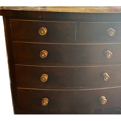 586 - 2 over 3 Victorian mahogany chest, approximate measurements: Height 45 inches, Width 47 inches, Dept... 