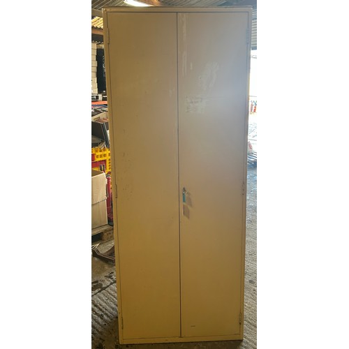 596 - Tall vintage lockable wooden medical cupboard,  with lockable drawer, approximate measurements Heigh... 