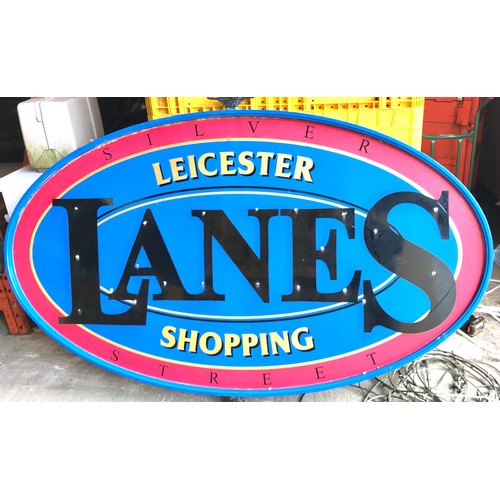 101K - Plastic Advertising Silver Street, Lanes of Leicester vintage shopping sign, Width 96 inches, Height... 