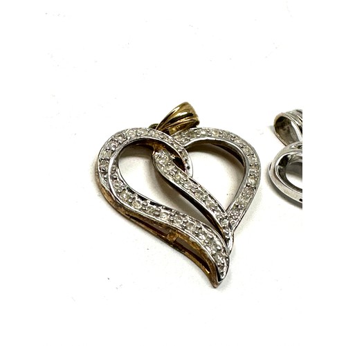 71 - 3 x 9ct gold diamond heart pendants (4.7g)