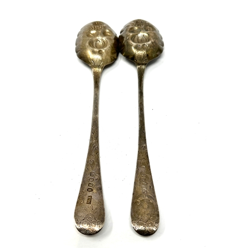 13 - pair of georgian silver berry spoons london silver hallmarks