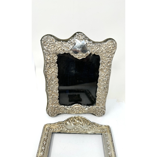 30 - 3 silver picture frames 2 in need of restoration largest measures approx 20cm by 15cm