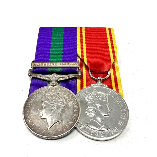 460 - GV.1 -ER.11 mounted medal pair inc G.S.M palestine 1945-48 to 2629148 gdsm .l.dean grenadier guards ... 