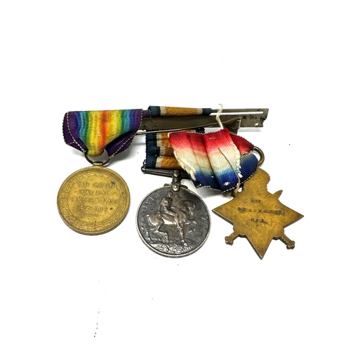 458 - ww1 trio medals to 3151 dvc g.h.m huges r.f.a -r.a