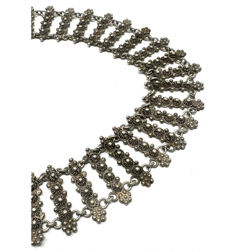 281 - .925 Vintage filigree detail collar necklace (67g)