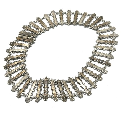 281 - .925 Vintage filigree detail collar necklace (67g)