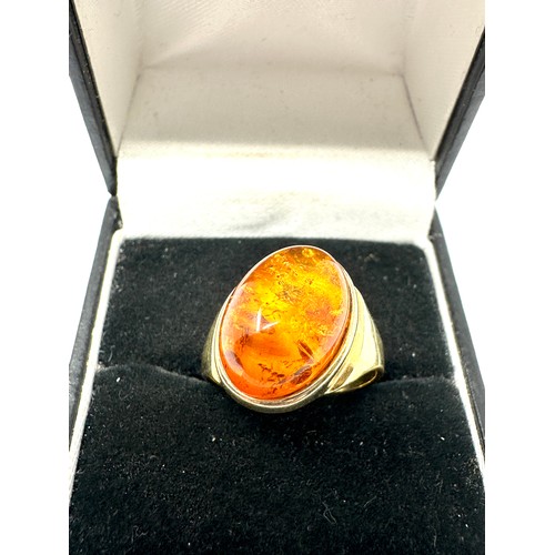 184 - 18ct gold amber statement ring (3.5g)