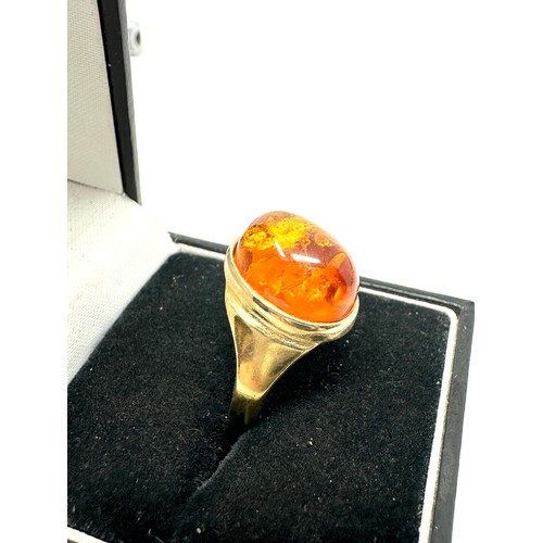 184 - 18ct gold amber statement ring (3.5g)