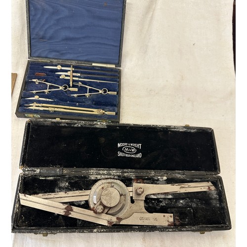 308 - 3 cased Moore and Wright mathematic sets includes compass set etc