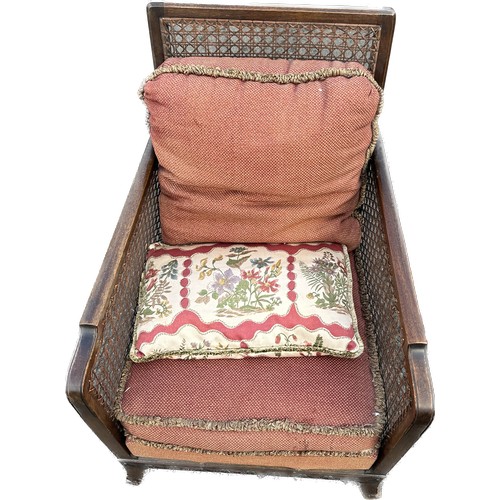 558 - Vintage bergere chair, damage to arm