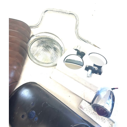 303 - Selection of motor cycle parts includes wing mirrors, handles etc