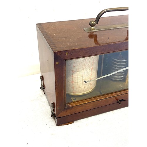 523 - Vintage wooden framed barograph, untested