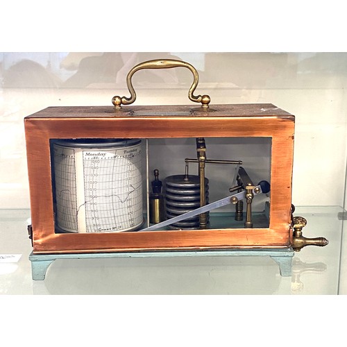 524 - Vintage copper framed barograph, untested