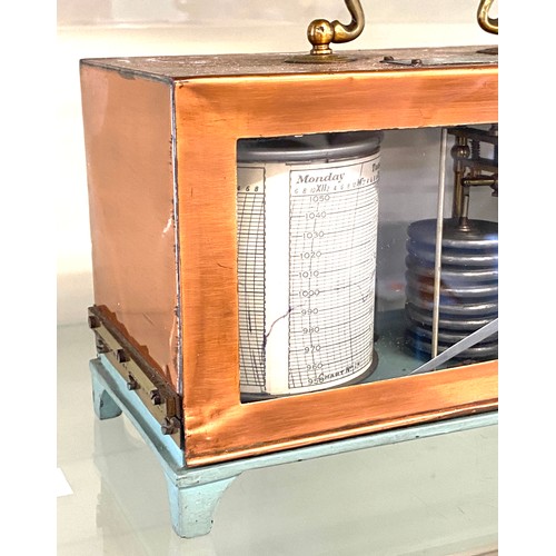 524 - Vintage copper framed barograph, untested