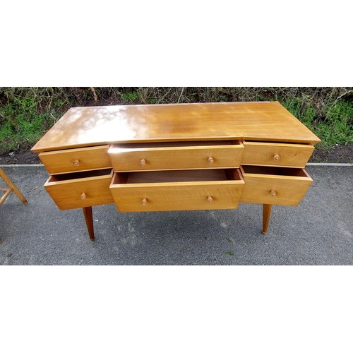 573 - 1960s teak dressing room table measures approximately 29.5 inches high by 18.5 inches deep by 47 inc... 